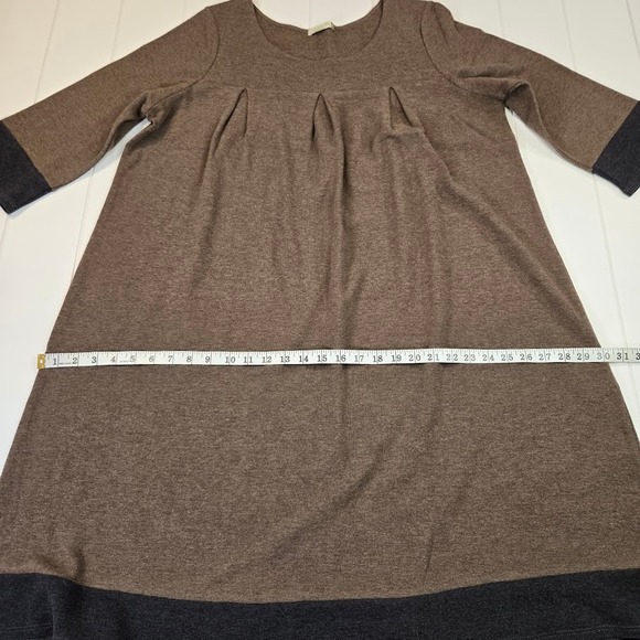 Chalet et Ceci Cotton Lagenlook‎ Dress Brown Black SZ XL 100% Cotton Made in USA - Picture 6 of 7
